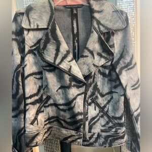 White House Black Market black and gray print blazer size 8